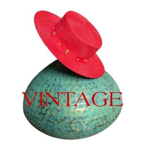 VINTAGE TINA TOO Elegant Red Wide-Brim Hat